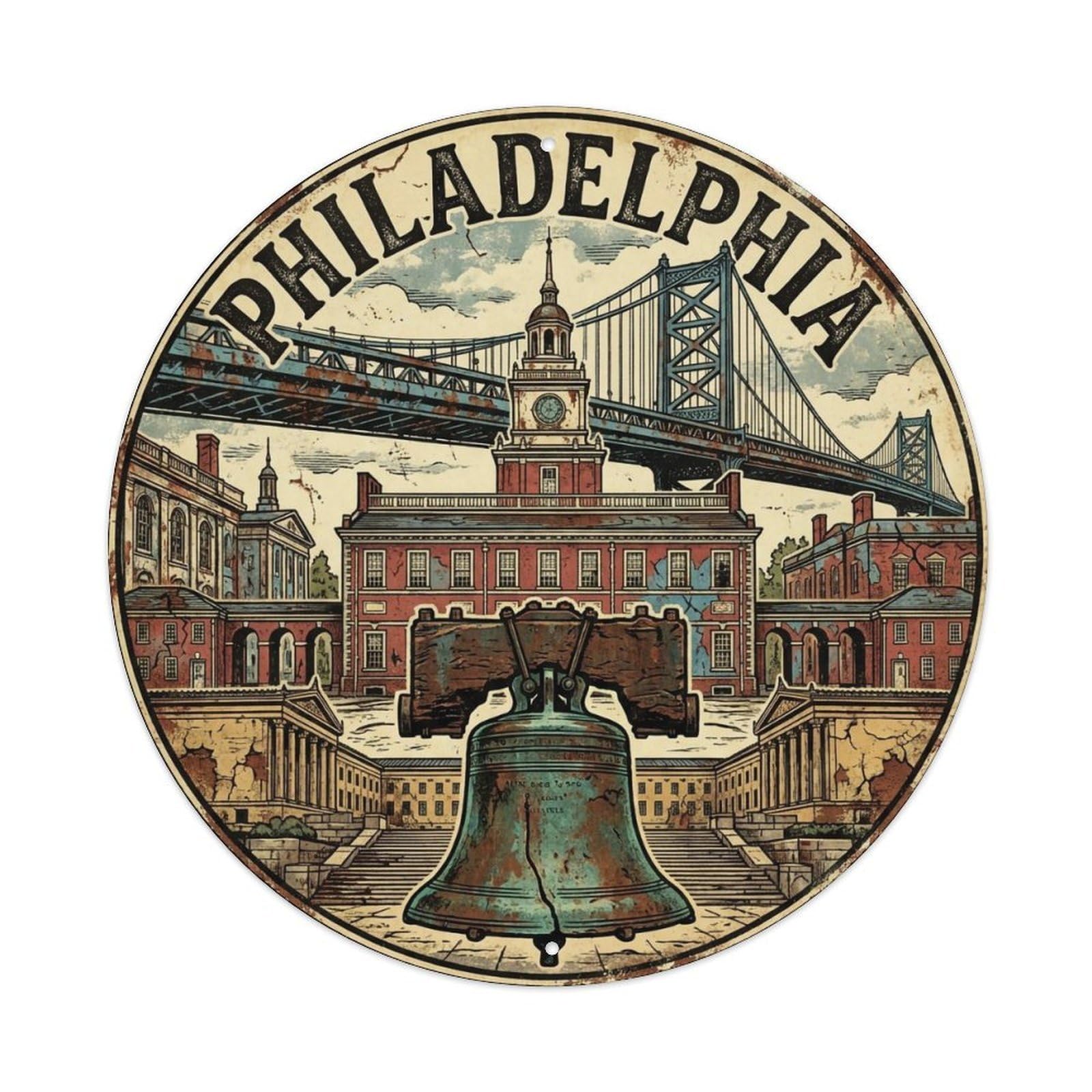 Este 8X8inch Style Travel Retro Usa Philadelphia Metal Tin Sign