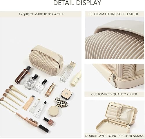 Miniatura 5 de Bolsa de maquillaje con almohada plana, bolsa de cosméticos de viaje de gran capacidad, bolsa de maquillaje con compartimento, organizadores de