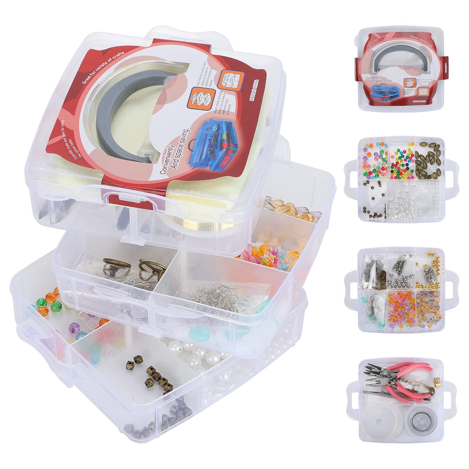 Kit di forniture per la creazione di gioielli da 804 pezzi, materiali fai-da-te per gioielli con strumenti per perline, set per la realizzazione di collane, braccialetti e