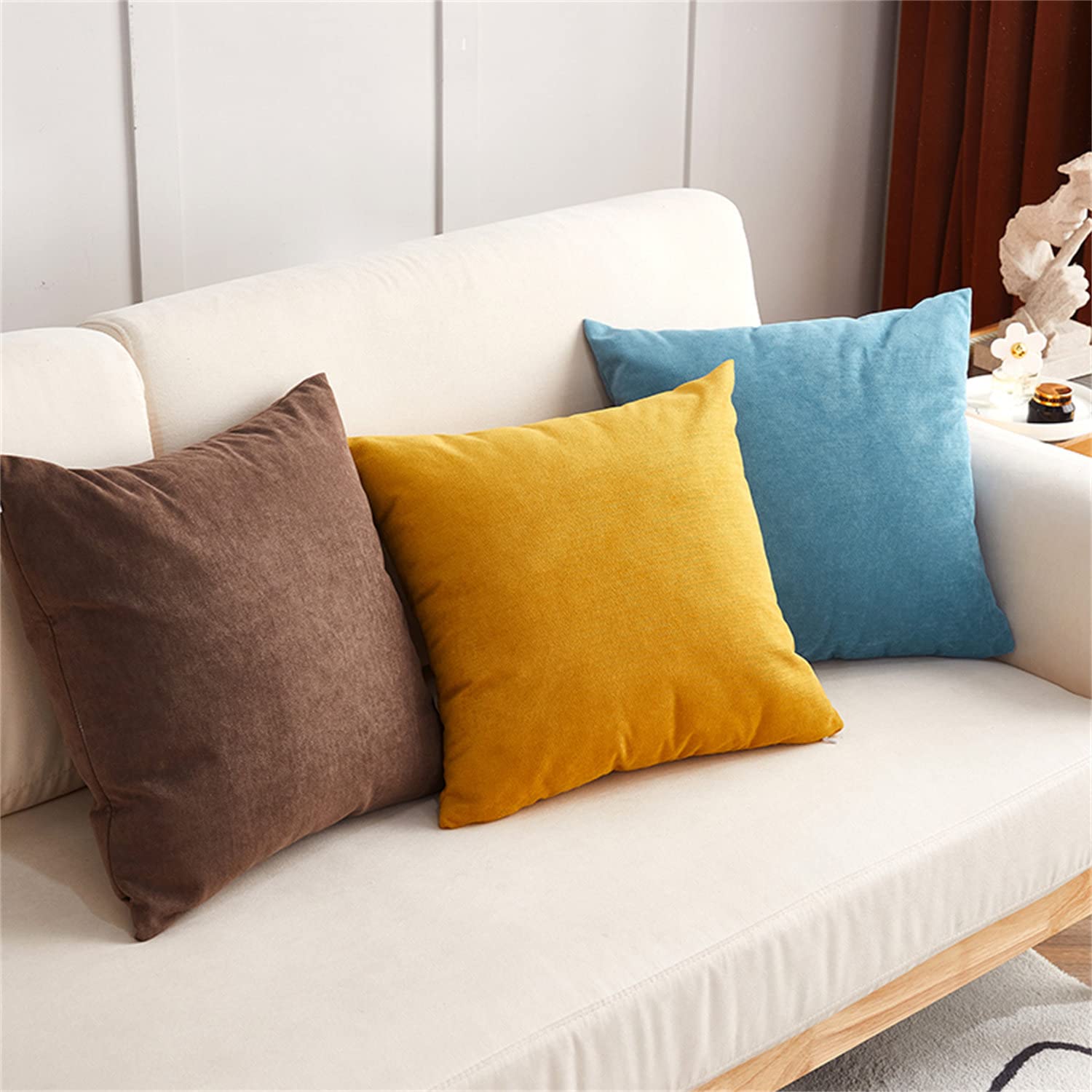 Federe Cuscini Ciniglia Copricuscini Quadrate Federe Cuscini per Arredo Moderno Letto e Sedia (Blu,50 * 50cm(Set di 6))