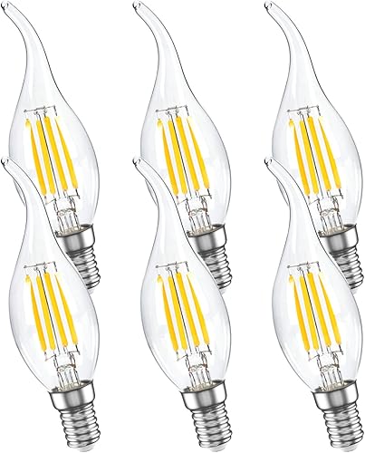 Bombilla LED E12 de 40 W, equivalente a 40 W, punta de llama, luz blanca diurna de 4000 K, no regulable, bombilla LED Edison vintage de 450 lúmenes,