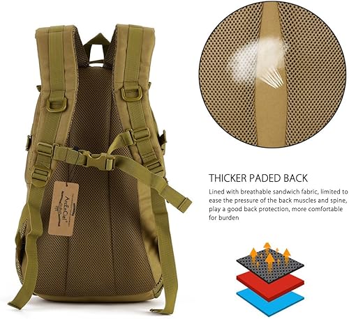 Miniatura 9 de ArcEnCiel 25l, mochila militar impermeable, para ataque táctico, colegio, caza, camping, trekking, viajes. Incluye capa para la lluvia