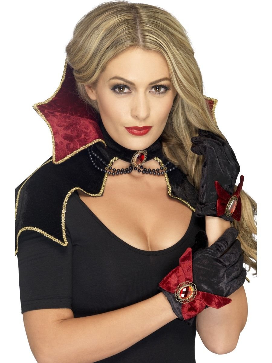 Smiffys Fever Women's Vampire Princess Costume, Dress with Attached Collar