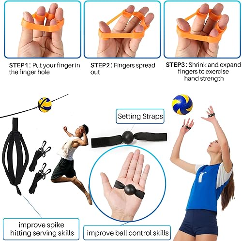 Miniatura 18 de Equipo de entrenamiento de voleibol, kit de entrenamiento de rebote de voleibol premium, entrenador de práctica individual para servir ajuste
