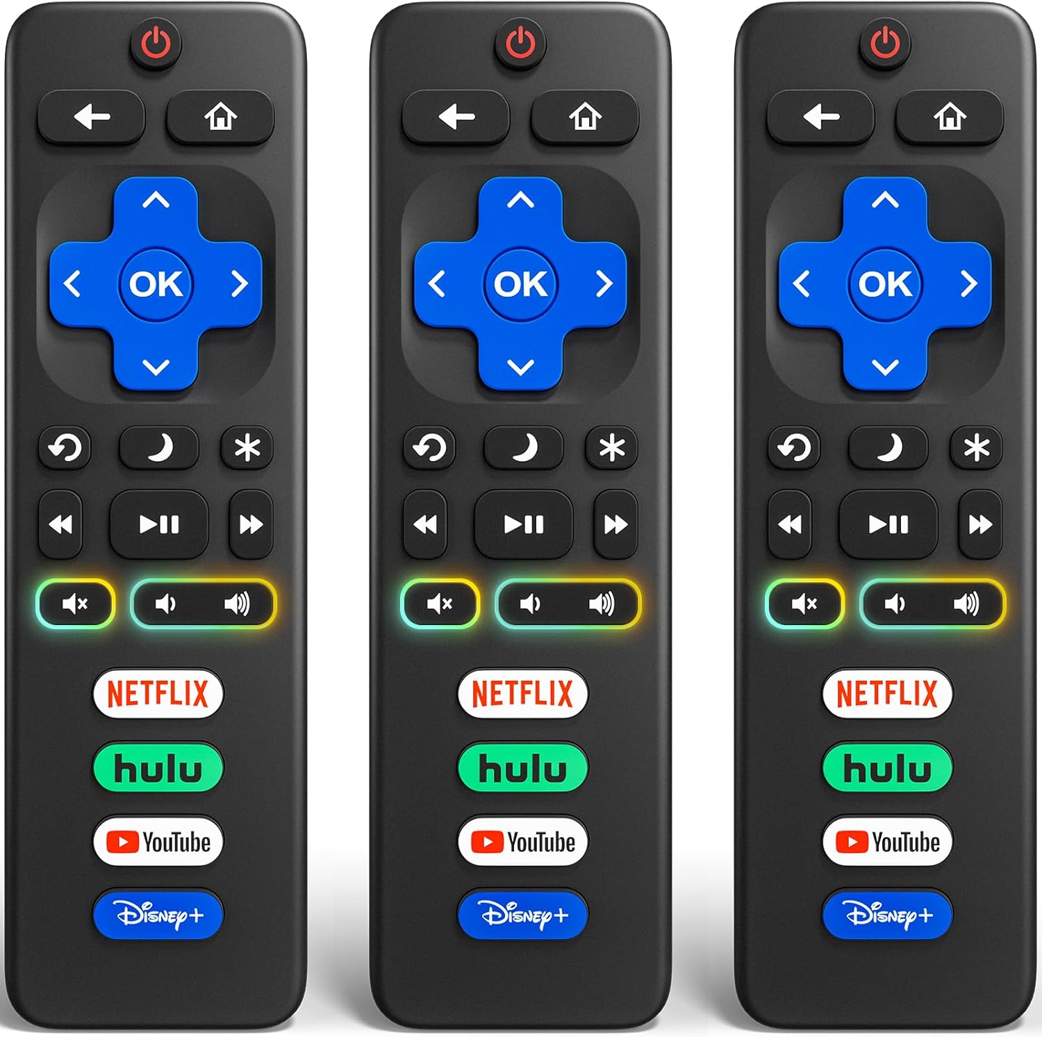 (Pack of 3) Remote for Roku-TV-Remote-Control-Replacement,Compatible with TCL Roku/Onn Roku/Hisense Roku/Sharp Roku/Philips Roku Smart TVs (Not for Roku Stick and Box)