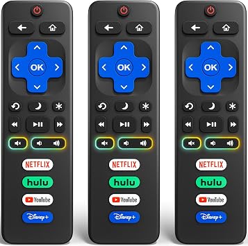 3 Pack for Roku TV Remote Control Replacement, for TCL Roku/Onn Roku TVs