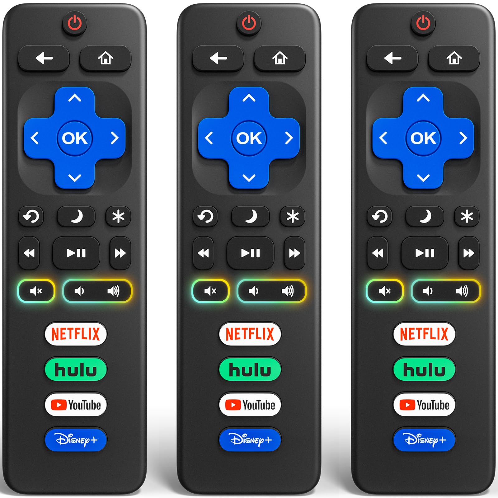 View 1 of (3 Pack) for Roku TV Remote Control Replacement, for TCL Roku/Onn Roku TVs