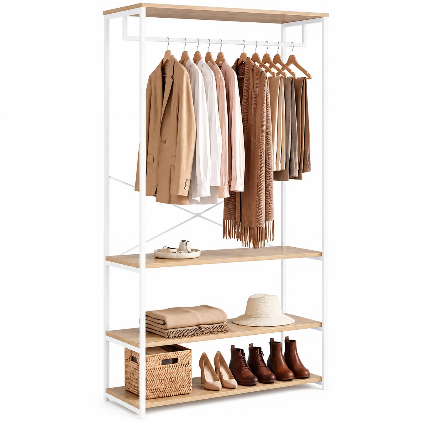 IDMarket - Dressing penderie DETROIT large L.100 cm bois et métal blanc