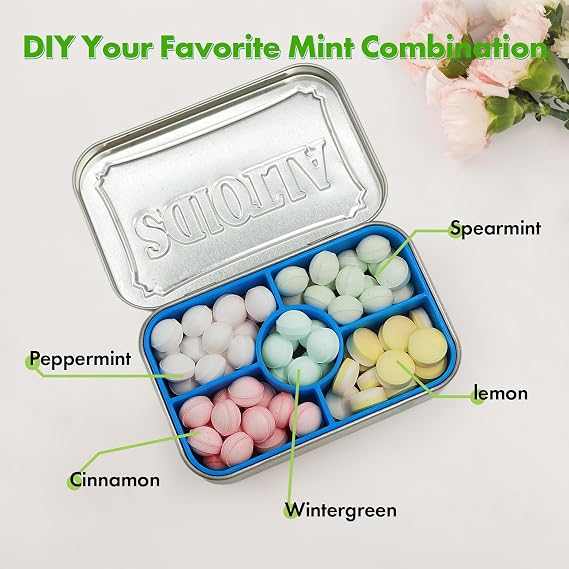 4-Pack Tin Organizer Inserts Compatible with Altoids 1.76oz Mint Tins – Ideal Dividers for Personal Essentials, Travel Storage of Pills, Jewelry, Art Supplies, or Fishing Gear(Blue)