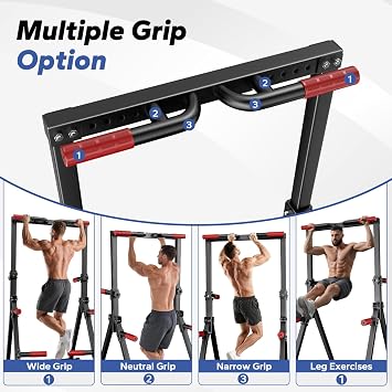 Foldable Pull Up Bar Free Standing, Strength Training Pull-up Bars Adjustable Pull Up Station, Power Tower Pull Up Bar MultiFunction Pull Up Dip Station Workout Equipment For Home Gym Support 480 LBS