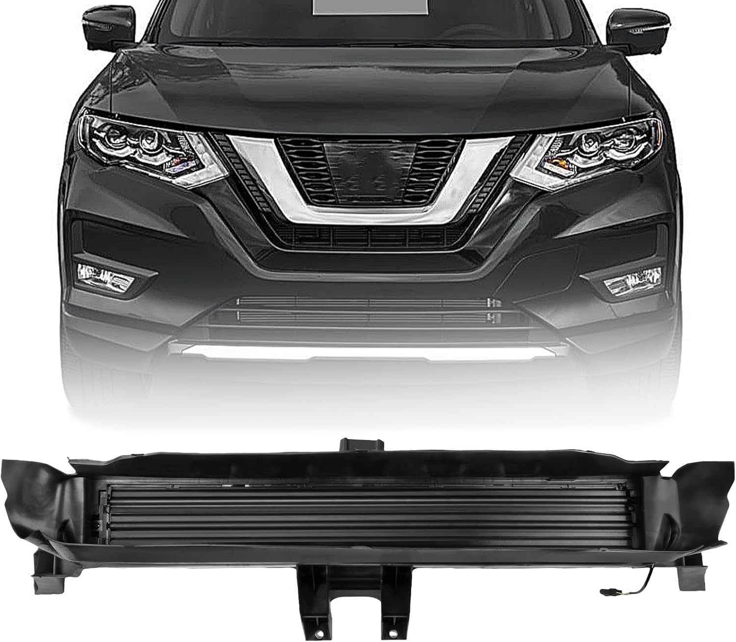 Radiator Shutter with Actuator Motor Compatible with Nissan Rogue 2016-2019, Replaces OE Number 601-356, 214214BC0A, 214216FR0A