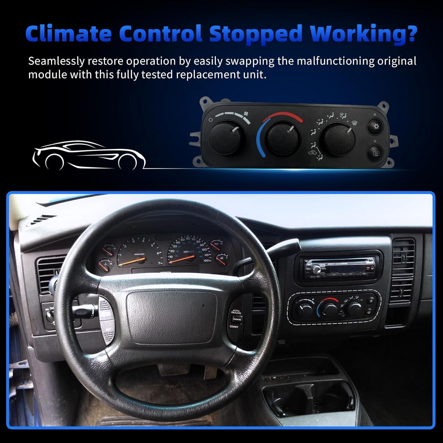 599-212 A/C Air Conditioning Climate Control Module Compatible with Dodge Ram 1500 2500 3500 2002-2005 Fit for Dodge Dakota 2001-2004 HVAC Heater Control Panel