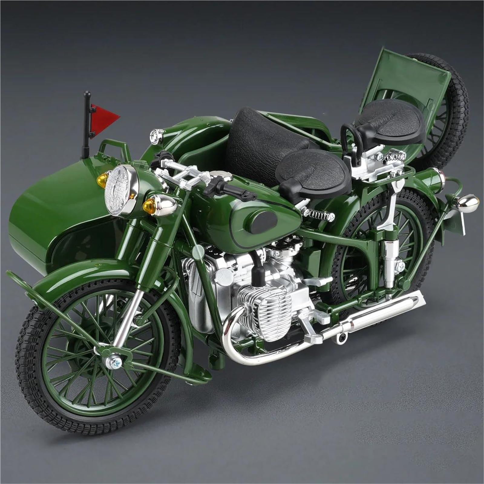 Modelo a Escala de Moto Triciclo Retro De Aleación 1/10 Modelo Motocicleta Diecast Metal con Sonido Y Luz Juguetes Adornos