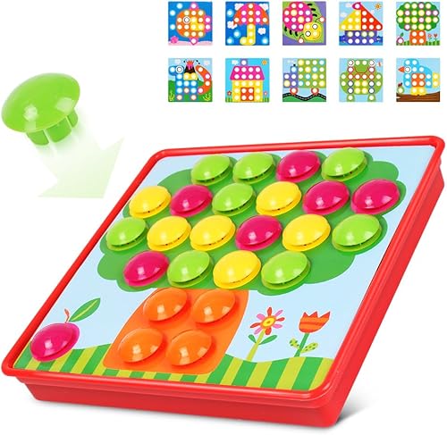 Miniatura 2 de Botón de color de arte coincidencia de mosaico AMOSTING pegboard aprendizaje temprano juguetes educativos para niños y niñas