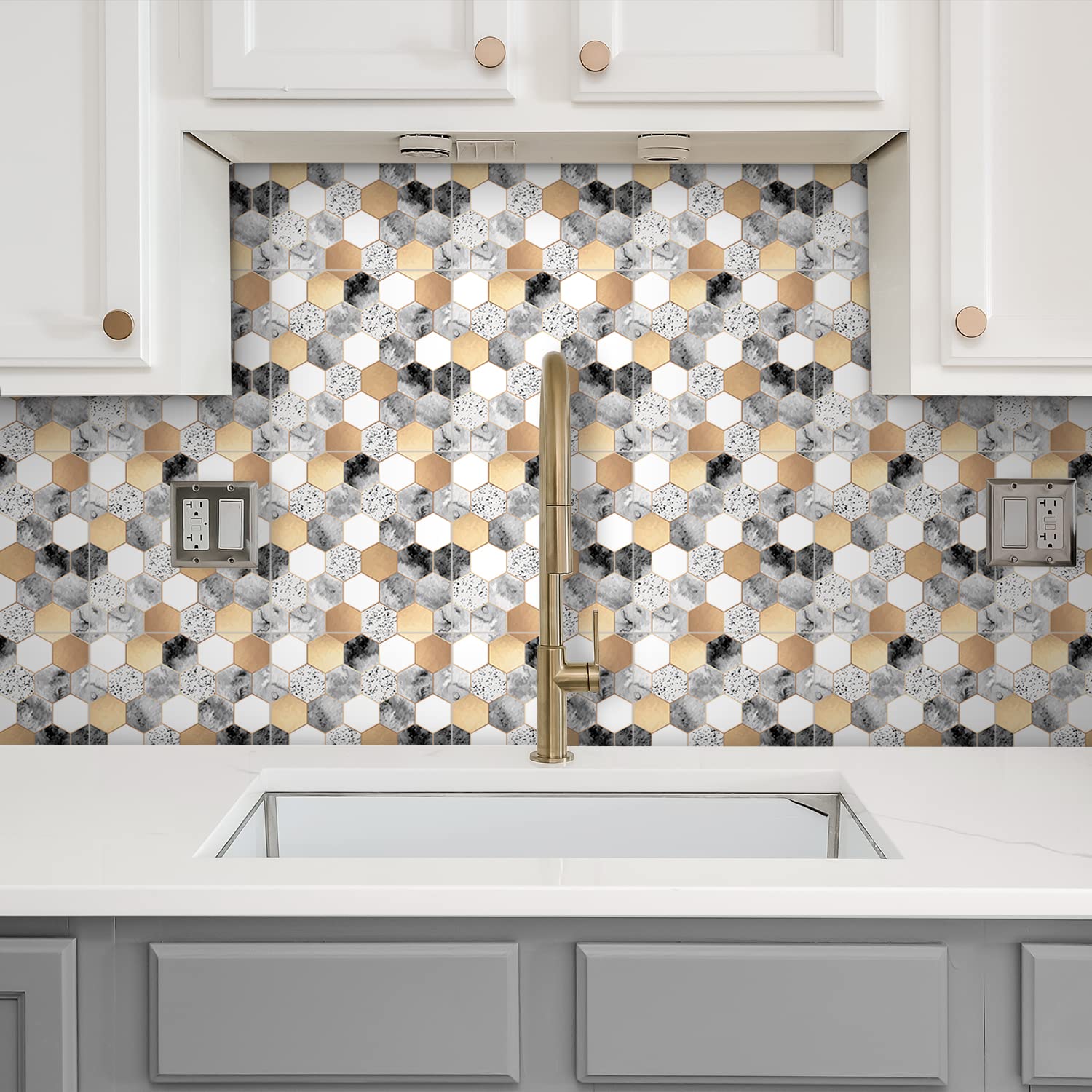 LZLUCKCOME Adesivi per piastrelle, 10 pezzi, autoadesivi, da cucina, 30 x 60 cm, per cucina, bagno, camera da letto, soggiorno, TAWBK-001