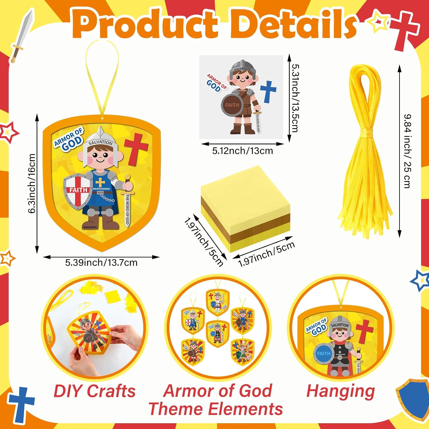 Sinload 24 Sets Armor of God Crafts Kit Religious Sunday School VBS Supply image 2