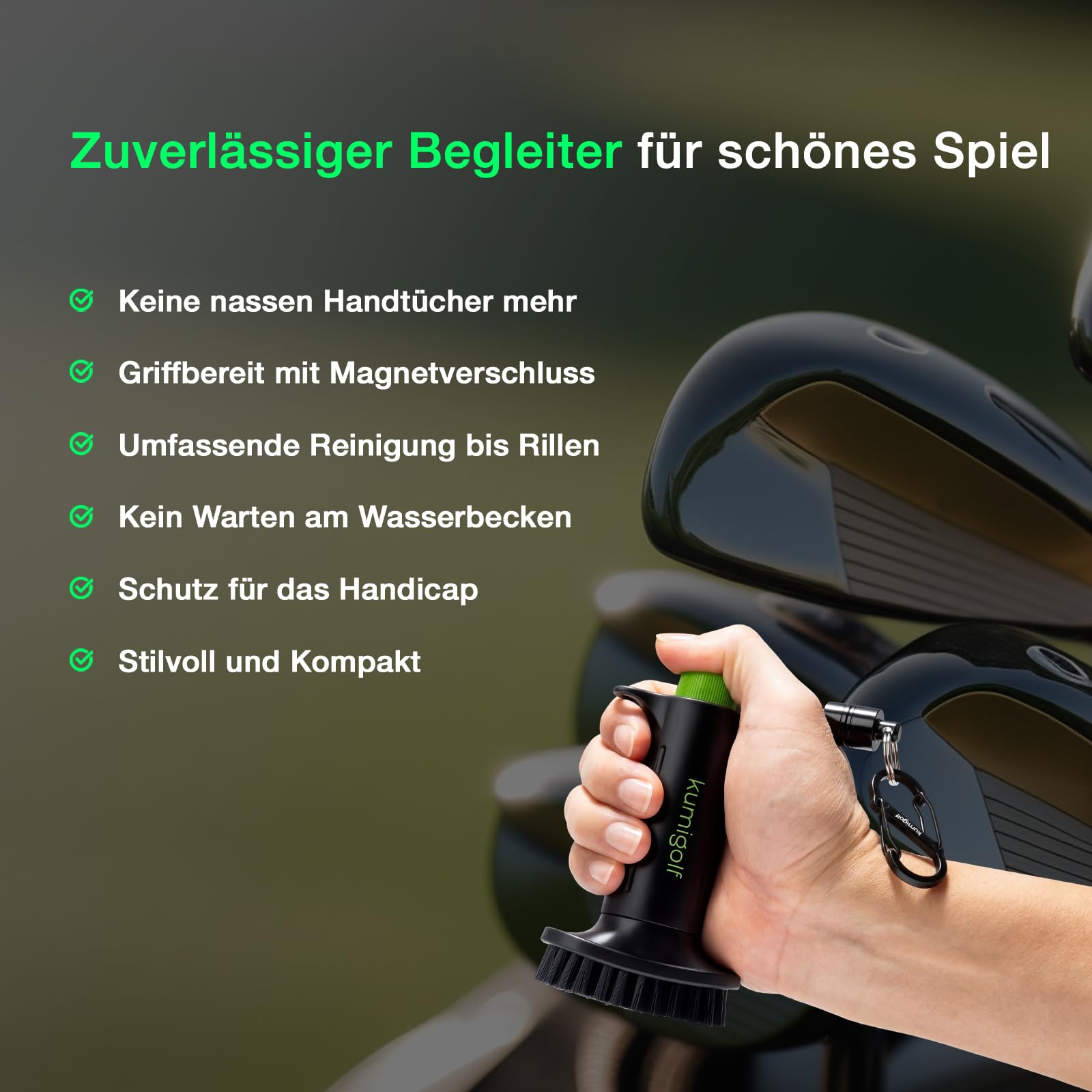 H3 Golf Wasserbürste mit Wassertank – Golf Bürste für Golfschläger Reinigung, Golfschläger Bürste & Schlägerreiniger – Magnetclip, Nylonborsten – Premium Golf Zubehör Geschenk