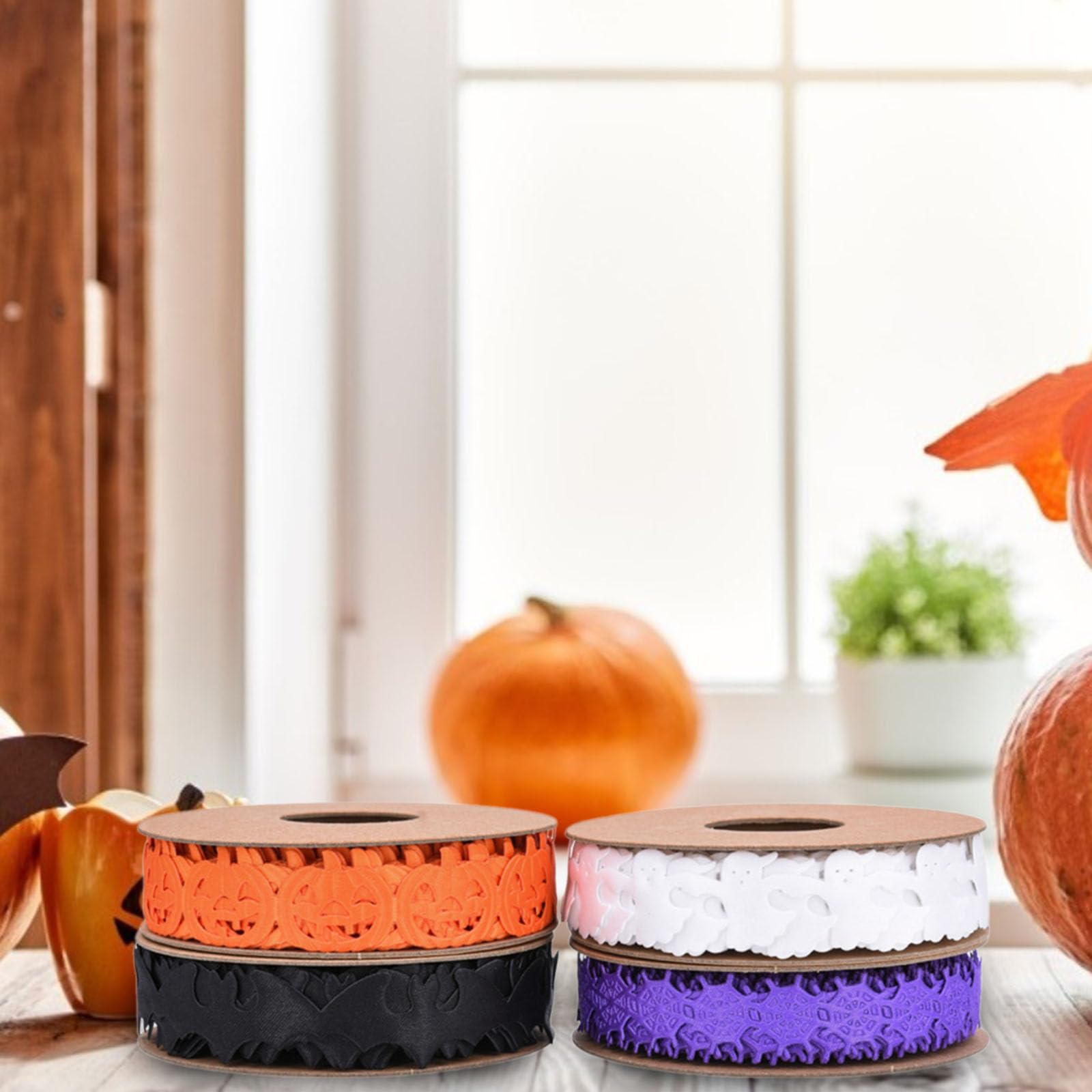 Halloween-Band 1,9 Cm Breit, 22,7 M Lang – Mit Geister-Muster, Für Deko, Geschenke & Basteln