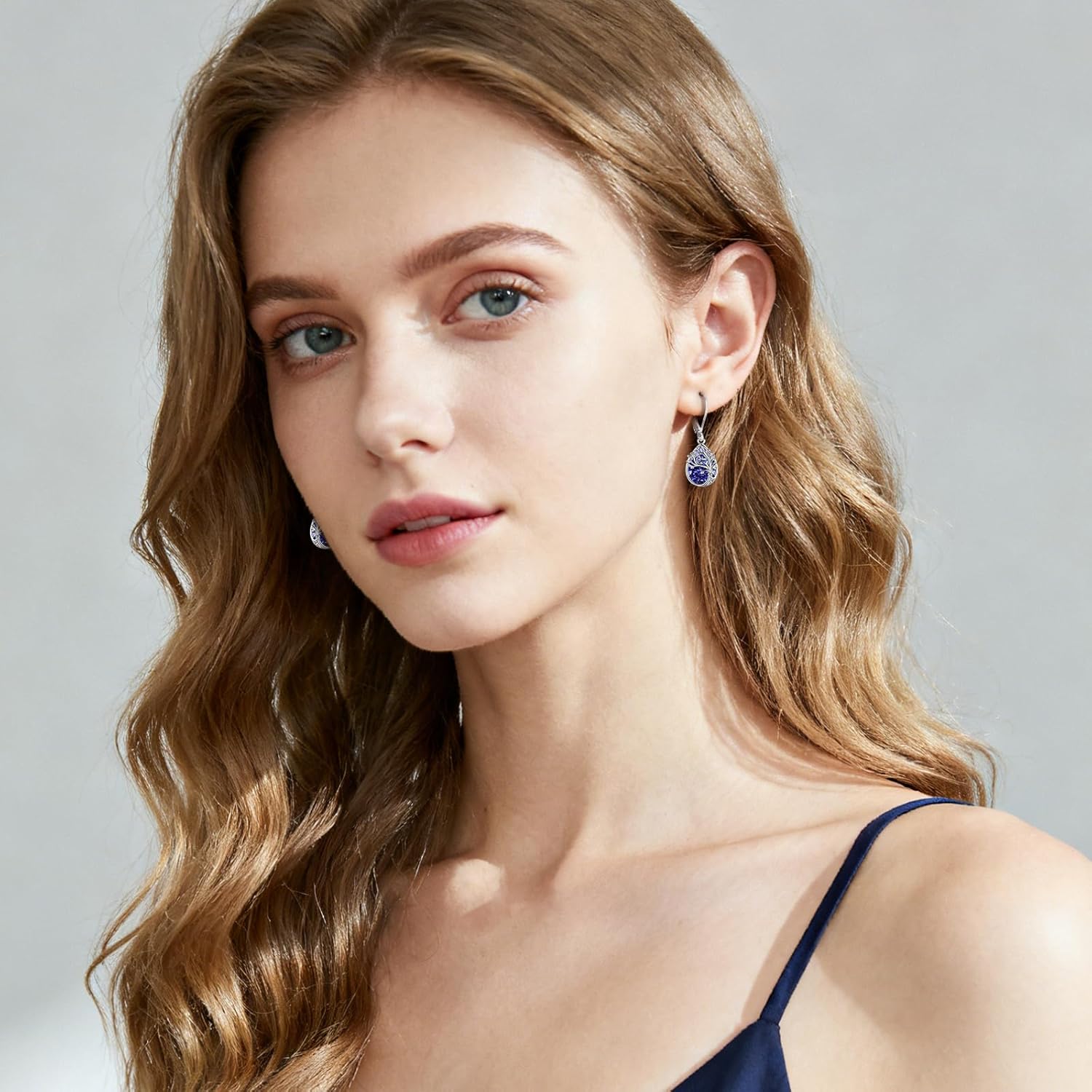 Tree of Life Dangle Drop Earrings 925 Sterling Silver Teardrop Gemstone Birthstone Earring Tree of Life Jewelry Birthday Gifts for Women/Mother/Mom