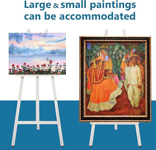 Miniatura 8 de Caballete de madera con marco A  Caballete ajustable de madera de haya de lira con soporte para lienzo de hasta 90 pulgadas, caballete de pintura de
