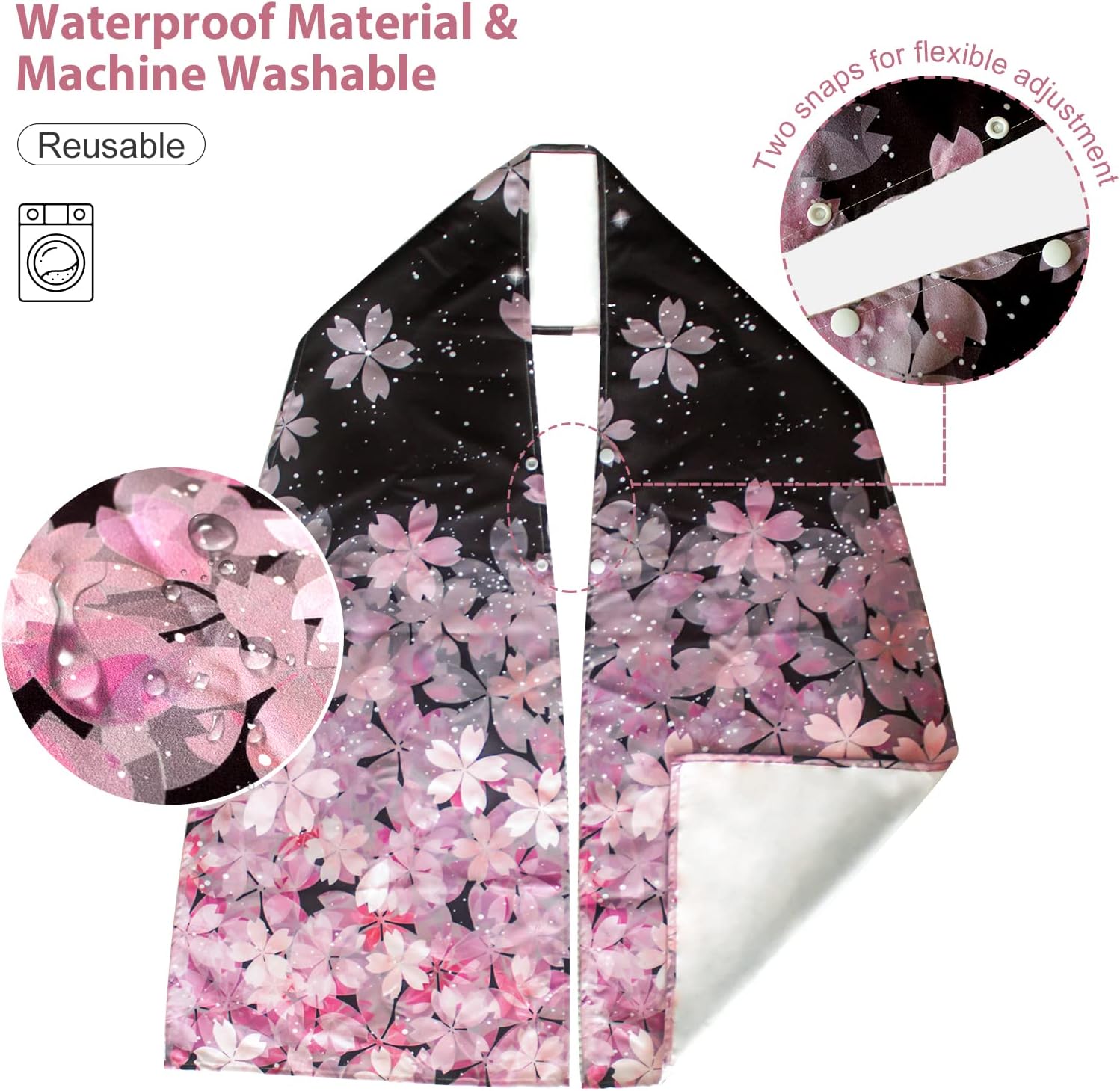 Adult Bib Scarf Washable and Reusable Adult Bibs for Women Elderly Food Eating Clothing Protectors, Stylish Alternative to Adult Bibs with Adjustable Snaps [3pack]