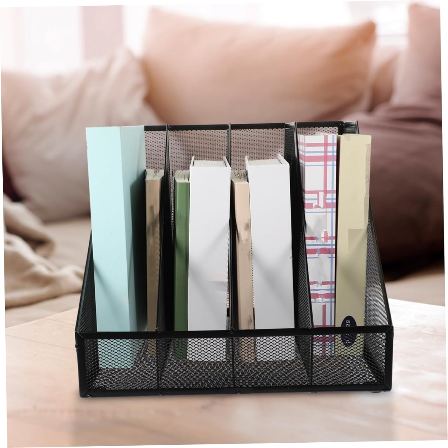Iron Mesh File Organizer Desktop Storage Rack for Office Elegant Metal Design Multi-compartment File Holder for Use