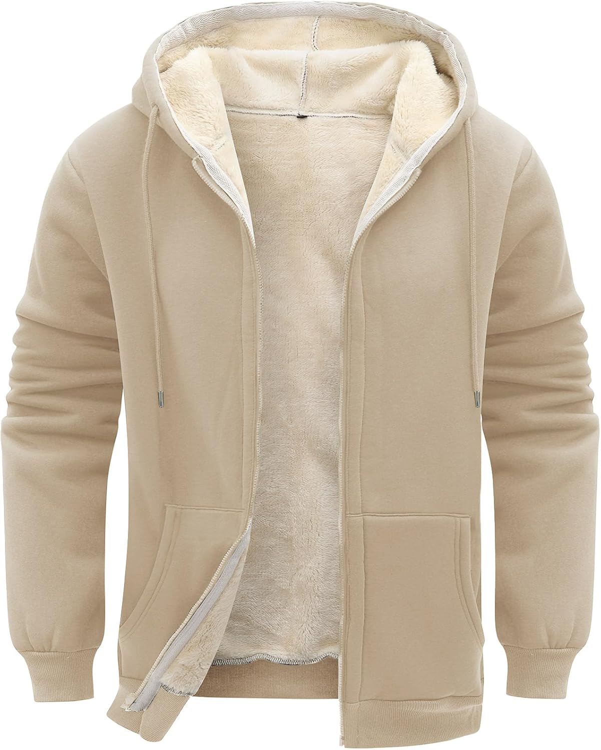 Flygo Men's Sherpa Hoodie Jacket Fleece Lined Zip Up Warm Hoodies Sweatshirt Winter Zipper Sweater Hooded Coat