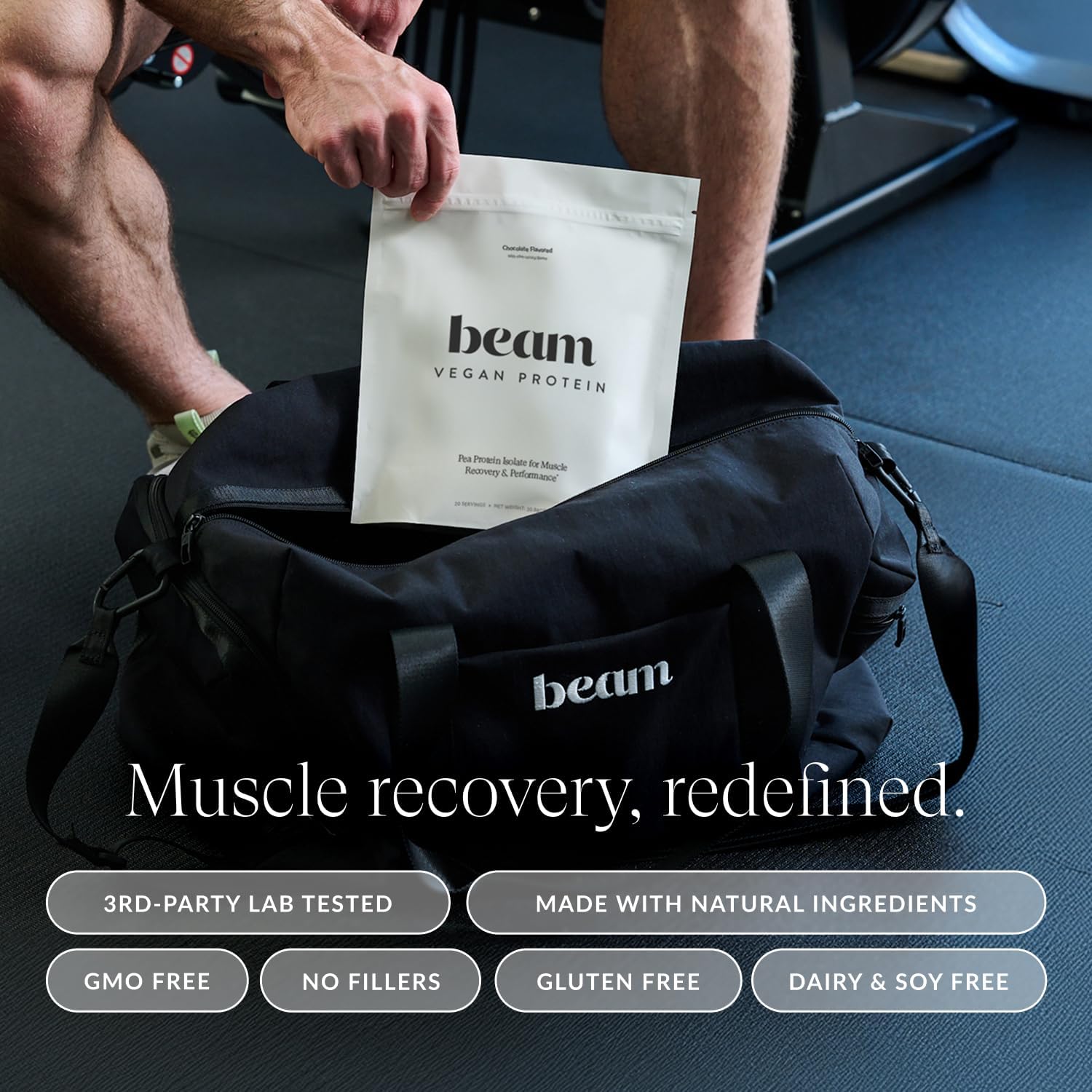 Beam Vegan Protein Powder – Organic Pea Protein Isolate, 20g Plant-Based Protein per Serving, Third-Party Tested, No Added Sugar, Dairy Free, Soy Free, Gluten Free, 20 Servings, Chocolate