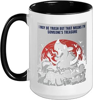 I May Be Trash Panda Treasure Funny Racoon Garbage Animal Ceramic Mug, Black/White, 15oz