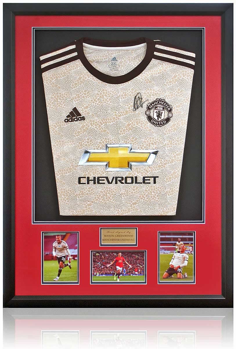 Mason Greenwood Hand Signed Man Utd 2019/20 Gold Shirt AFTAL COA