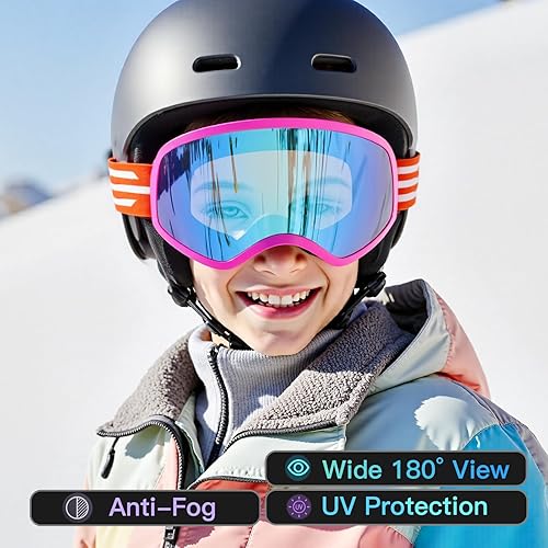 Miniatura 4 de Gafas de esquí para niños, gafas de esquí de nieve para niños, jóvenes, adolescentes, niños y niñas de 5 a 14 años