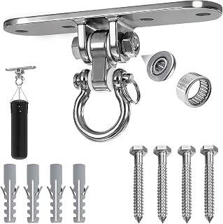 Heavy Bag Hanger,Stainless Wall Ceiling Mount Hook 180°/360° Rotation Wood Beam Holder Body Weight Strength Training Systems, Aerial Yoga Swing & Hammock