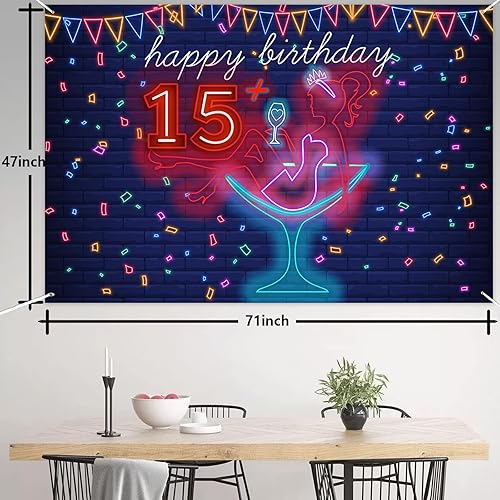 Miniatura 2 de Cartel de neón con texto en inglés Happy 15 Birthday Girl Happy 15 Birthday Banner Cheers to 15 años de tacón alto, maquillaje para decoración de