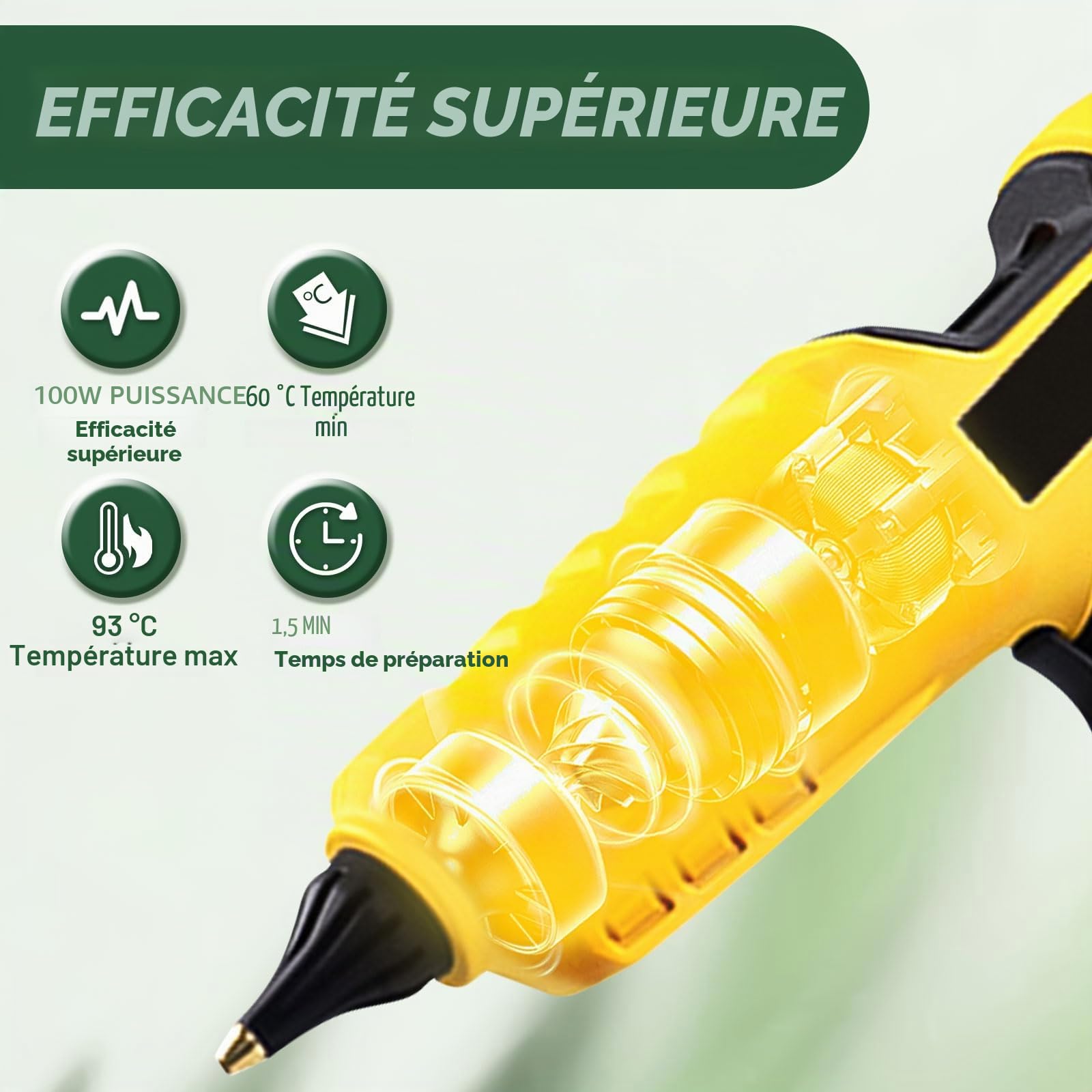 Pistolet à colle chaude Dewalt 18 V/20 V, 100 W - Pistolet électrique portable avec 30 bâtons de colle 11 mm pour réparation d'art et d'artisanat