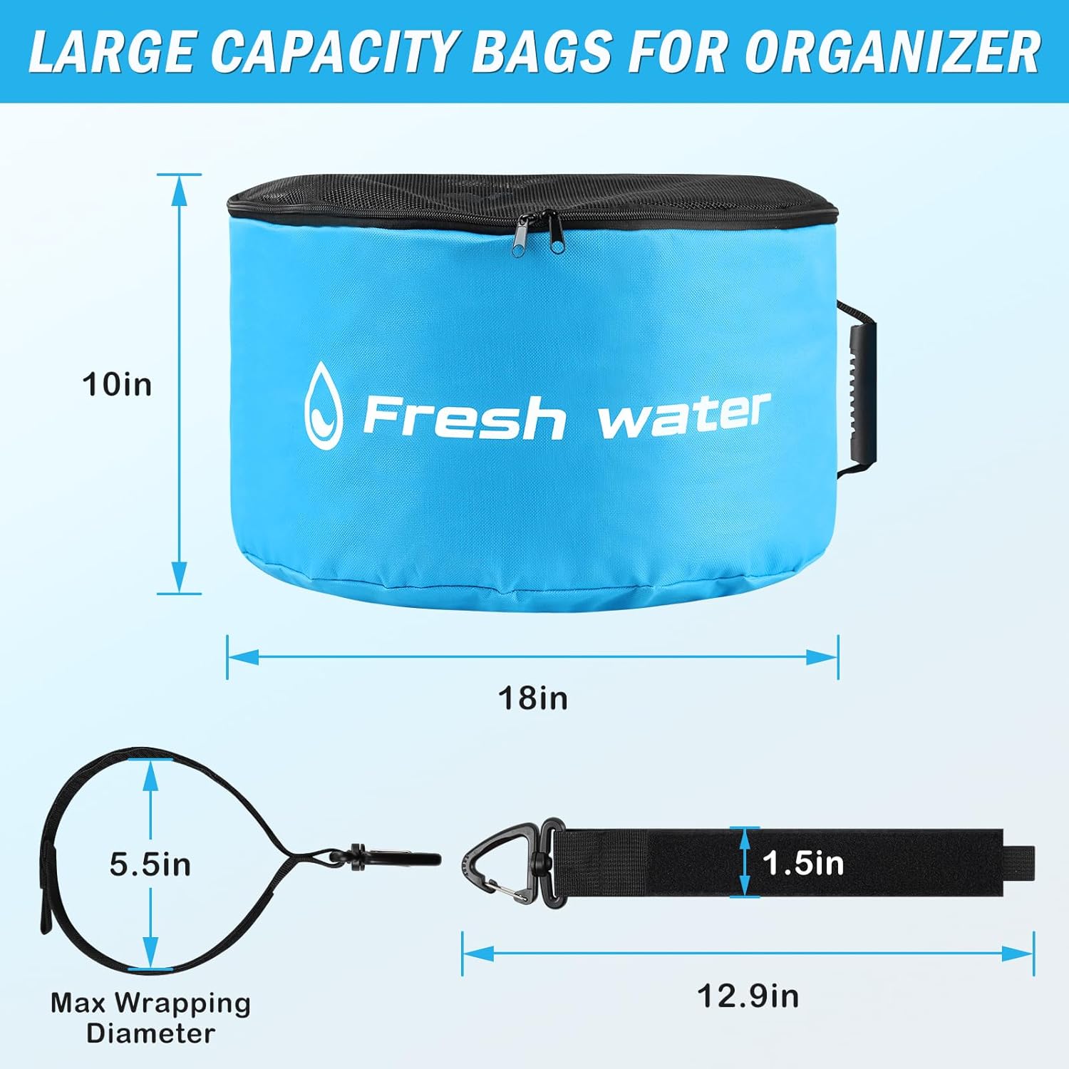 5 Pack RV Sewer Hose Storage, Visible Cover And Two-Way Zipper RV Hose Storage Bags, Waterproof RV Accessories Bags Utility Bag Organizer for Garden Fresh Water Hoses Cords Camper Tools