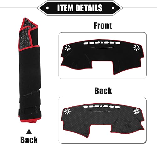 Miniatura 5 de Cubierta de salpicadero compatible con Toyota Camry 2007-2011, poliéster antideslizante, color negro y rojo