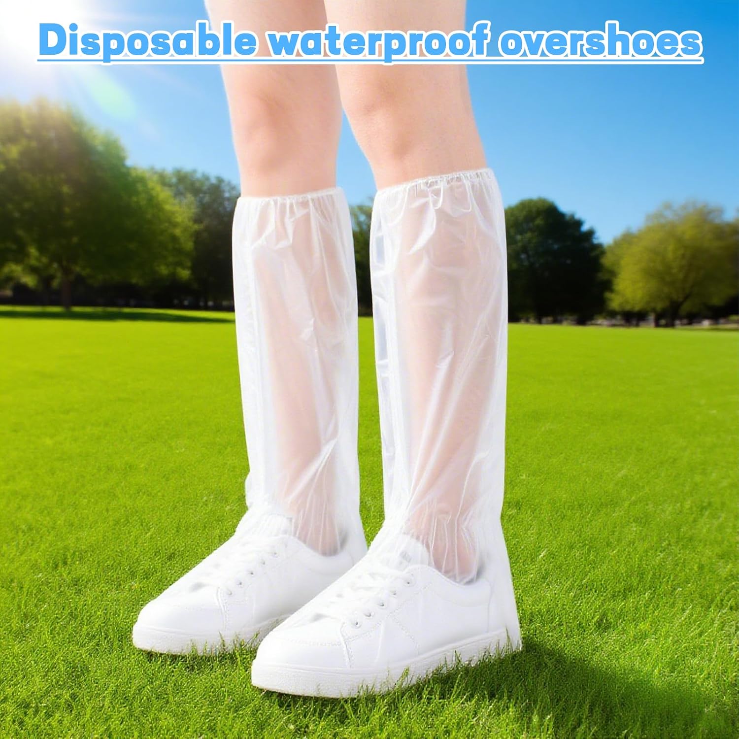 50 PCS Waterproof Shoe Covers for rain, Rain Shoe Covers | Disposable Plastic Rain Shoe Covers, Non-Slip Outdoor Waterproof Shoe Covers（25 pairs，transparent） (8g Short, PE, 19*16 Inch)