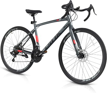 Pipleo Road Bike, 700C City Commuter Bicycle, 21 Speeds Shimano Drivetrain Sport Racing Bike, Light Weight Aluminum Frame, Urban Street Bike for Men Women Adult Bicycle