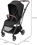 Maxi-Cosi Leona Ultra-Compact Lightweight Stroller – City Travel Stroller with One-Hand Fold, Reversible Reclining Seat, Adjustable Height, Shock-Absorbing Suspension, Large Canopy & Car Seat Compatibility