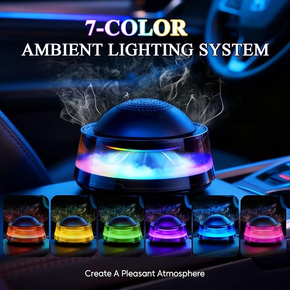 Smart Car Air Freshener, Car Diffuser,Automatic ON/Off, with A Bluetooth Speaker and A Seven-Color Adjustable Ambient Light,2025 New Model N772 Car Fresheners