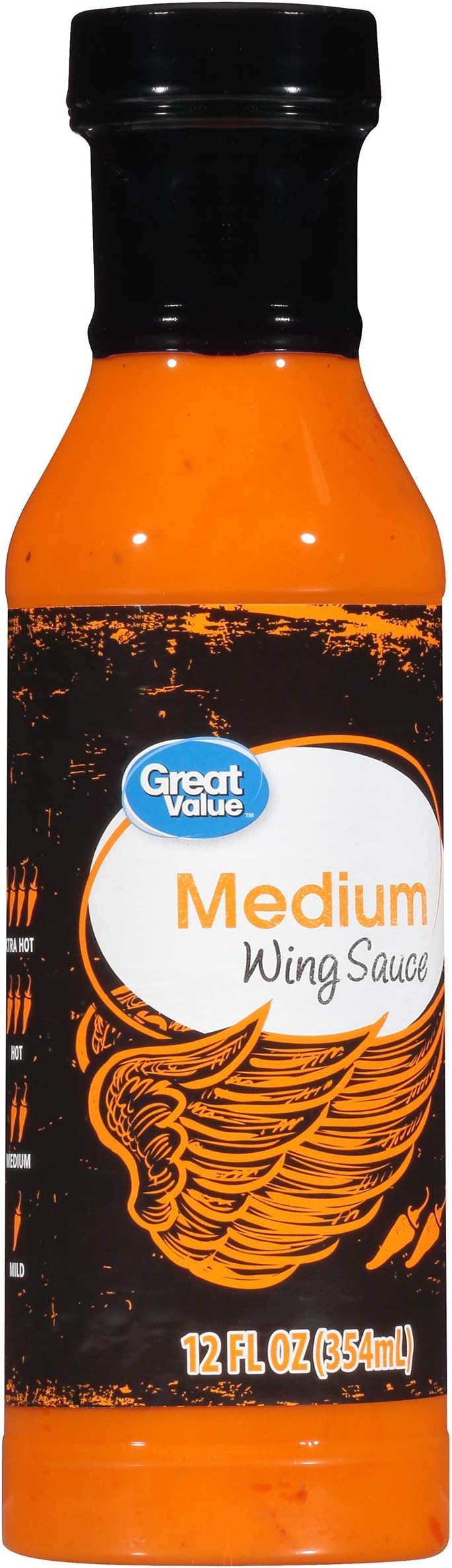 Great Value Medium Wing Sauce, 12 fl oz Bottle