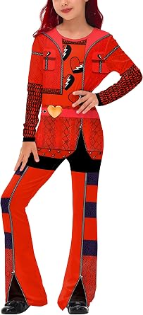 Remimi Girls Halloween Long Sleeve One Piece Jumpsuit Rise Red Princess Outfits 5-12 Years