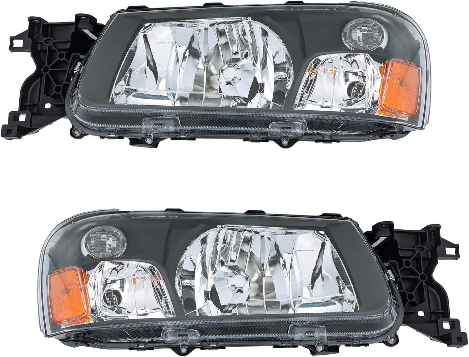 WFLNHB 2PCS Driver and Passenger Side Headlight Assembly Replacement for Subaru Forester 2003-2004 Headlights Halogen Projector Black