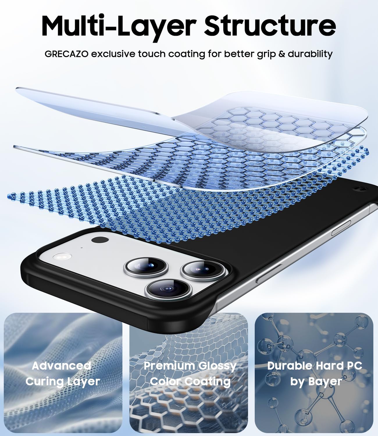 Magnetic Ultra Thin Frosted Designed for iPhone 17 Pro Max Frameless Case 6.9 inch [Compatible with MagSafe] Slim Minimalist Lightweight Matte Hard Cover Protective Borderless Case-Black - Image 4