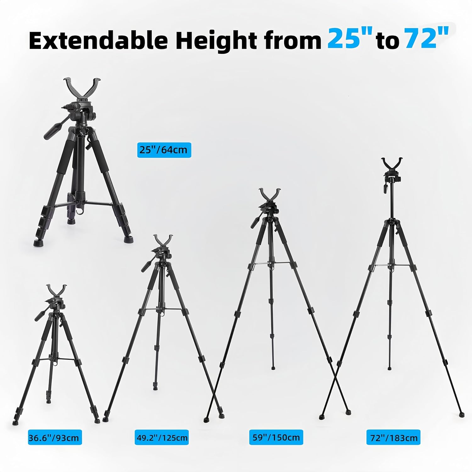 Rifle Tripod Shooting Stand, Adjustable Lightweight Shooting Tripod with 360° Rotatable V Yoke for Outdoors