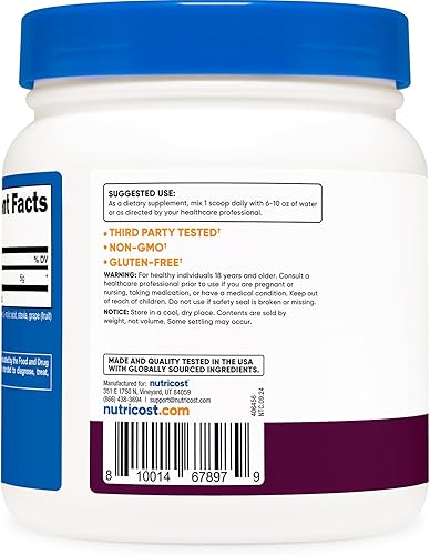 Miniatura 4 de Nutricost L-glutamina en polvo endulzado con stevia (17.64 oz, limonada de mora) - Suplemento de L-glutamina para apoyo intestinal, 0.17 onzas de
