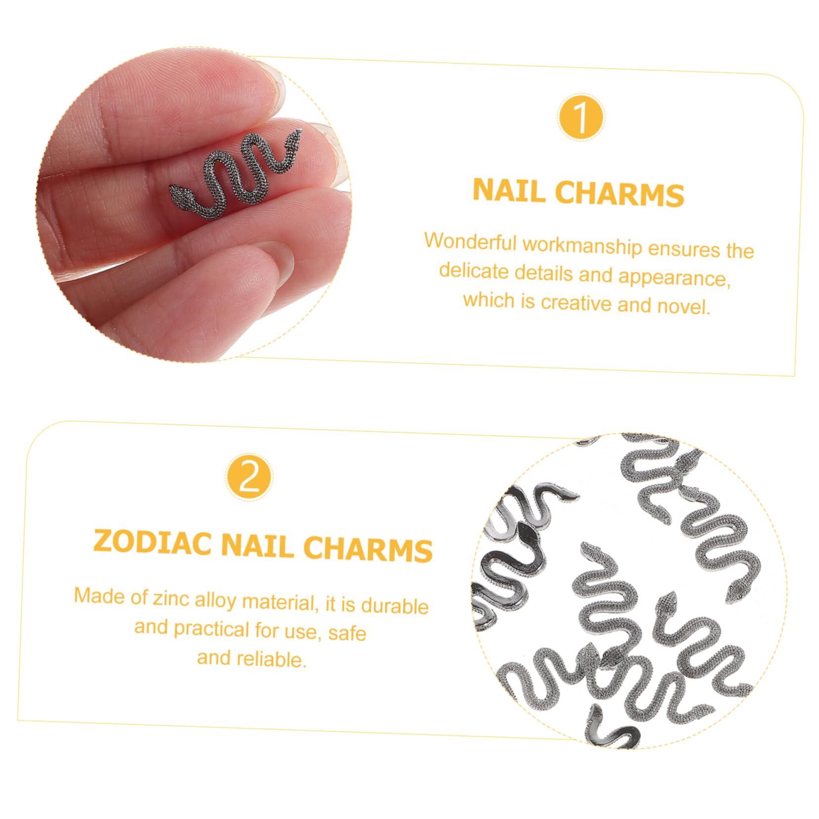 Housoutil 250pezzi Ciondoli Retro Forma Di Serpente Per Unghie Decorazioni Per Nail Art Accessori Eleganti Per Unghie e Crafting Design Unico e Affascinante