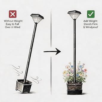 Solar LED Post Light with Planter, 138 cm, Black