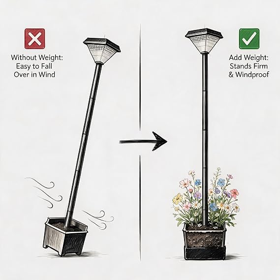 Solar LED Post Light with Planter, 138 cm, Black