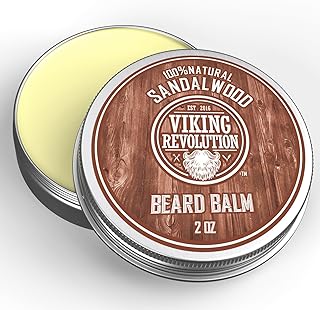 Viking Revolution Beard Balm with Sandalwood Scent and Argan & Jojoba Oils- Styles, Strengthens & Softens Beards & Mustaches - Leave in Conditioner Wax for Men (1 Pack)
